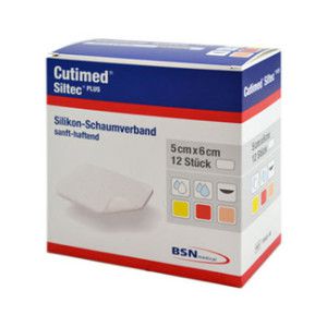 Cutimed Siltec Plus Schaumverband 5x6 cm Haftend