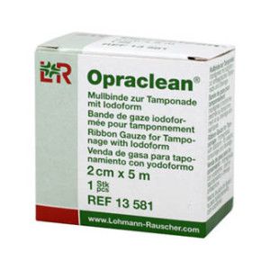 Opraclean Mullbinde Tamponadebinde mit Jodoform 2 cmx5 m