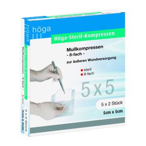 Höga Steril Kompressen 5 x 5 cm 8 fach