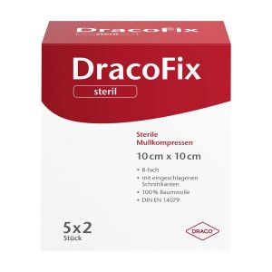 DracoFix Mullkompressen 10 x 10 cm steril, 8fach